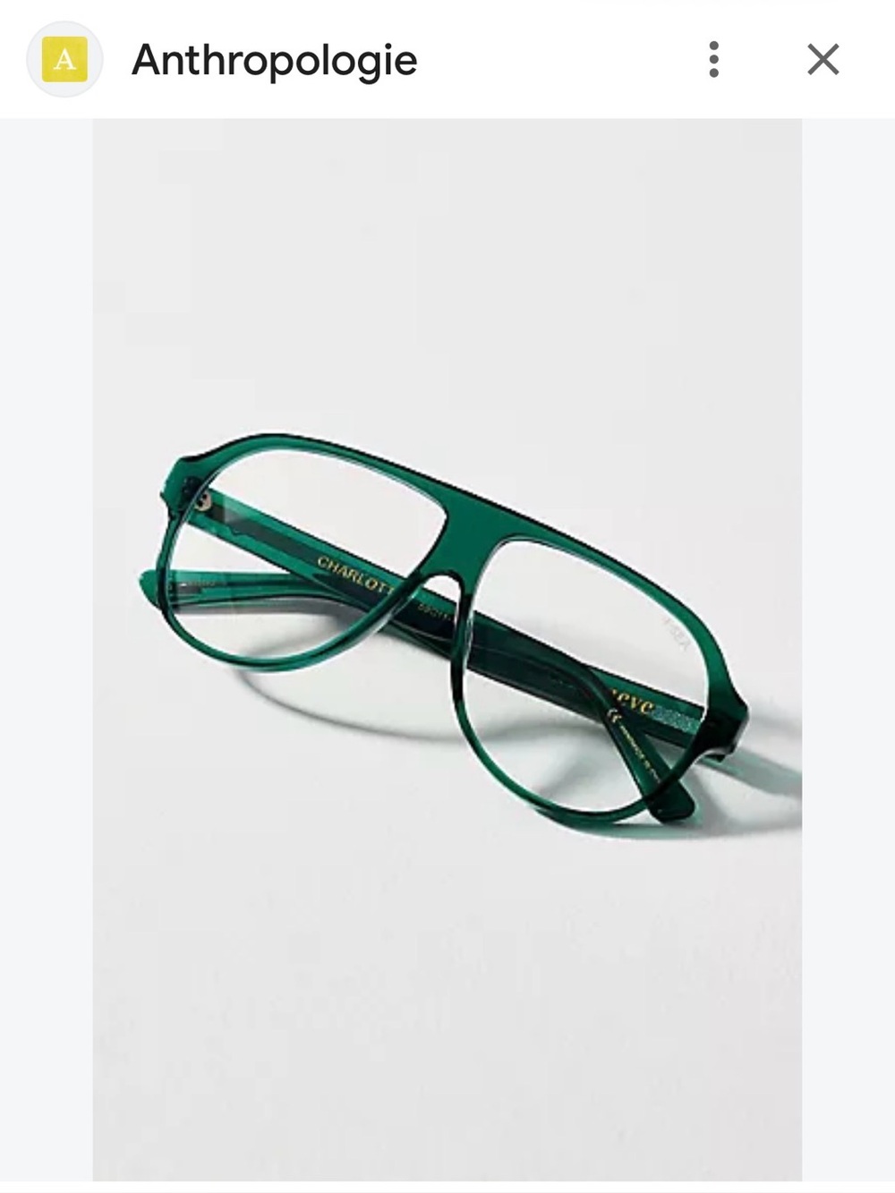 EUC Anthropologie MAEVE Charlotte Polarized Aviator I-SEA Green Eyeglass Frames